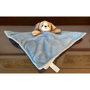 Carters Brown Puppy Dog Lovey‎ Plush Baby Blue Soft Security Blanket